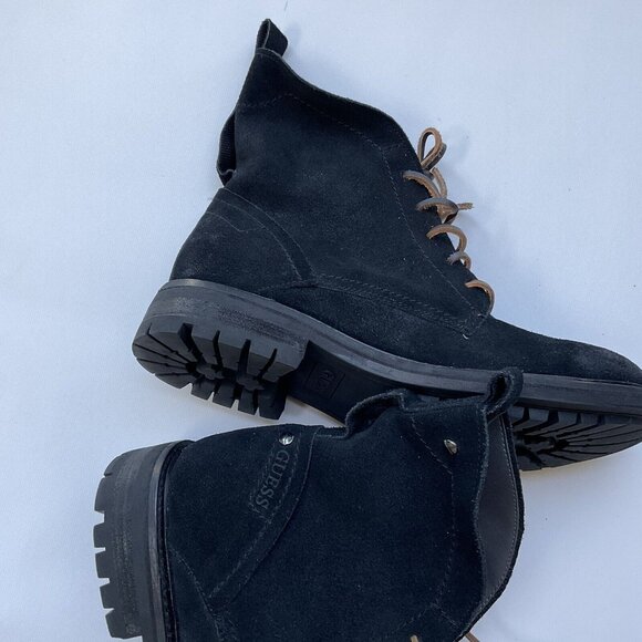 $99 G By Guess Men\'s Trenton Faux Leather And Canvas Ankle Black Boots Size 8 main image 4